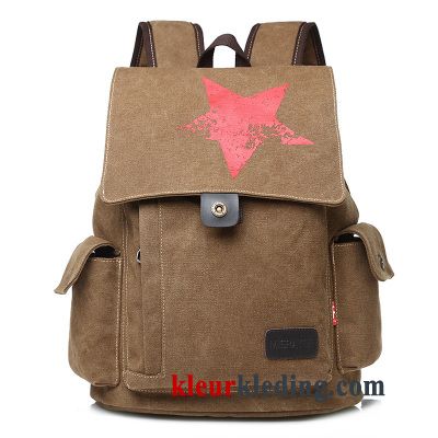 Student Vintage Outdoor Rugzak Reis Schooltas Computer Tas Canvas Heren Rood Zwart