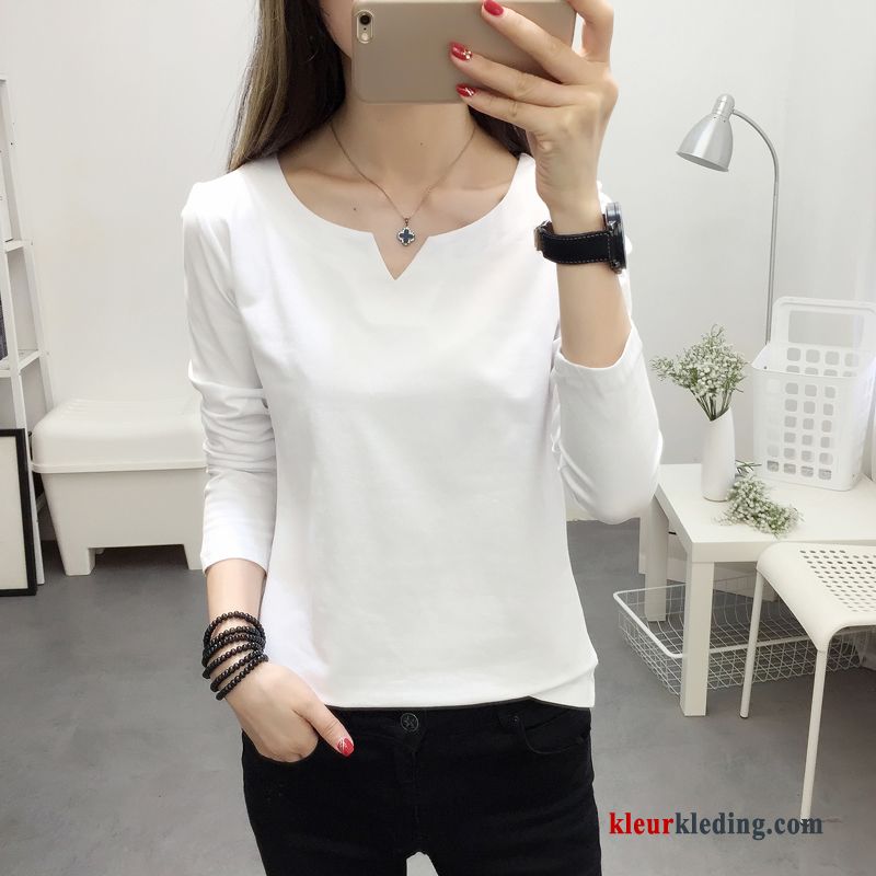 T-shirt Lange Mouw Bovenkleding Slim Fit Jasje Herfst Streep T-shirts Dames Onderhemd