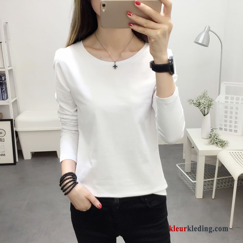 T-shirt Lange Mouw Bovenkleding Slim Fit Jasje Herfst Streep T-shirts Dames Onderhemd