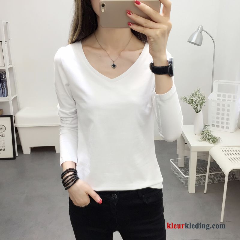 T-shirt Lange Mouw Bovenkleding Slim Fit Jasje Herfst Streep T-shirts Dames Onderhemd