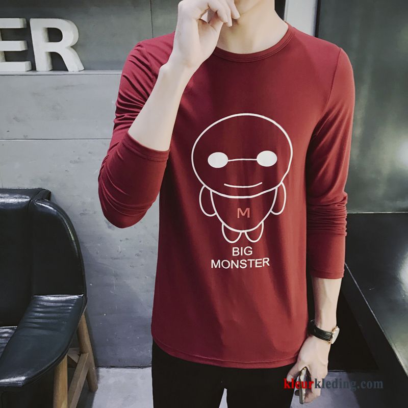 T-shirt Lange Mouw Lange Mouwen Blauw Effen Kleur Onderhemd Mannelijk Hoodie Slim Fit Heren