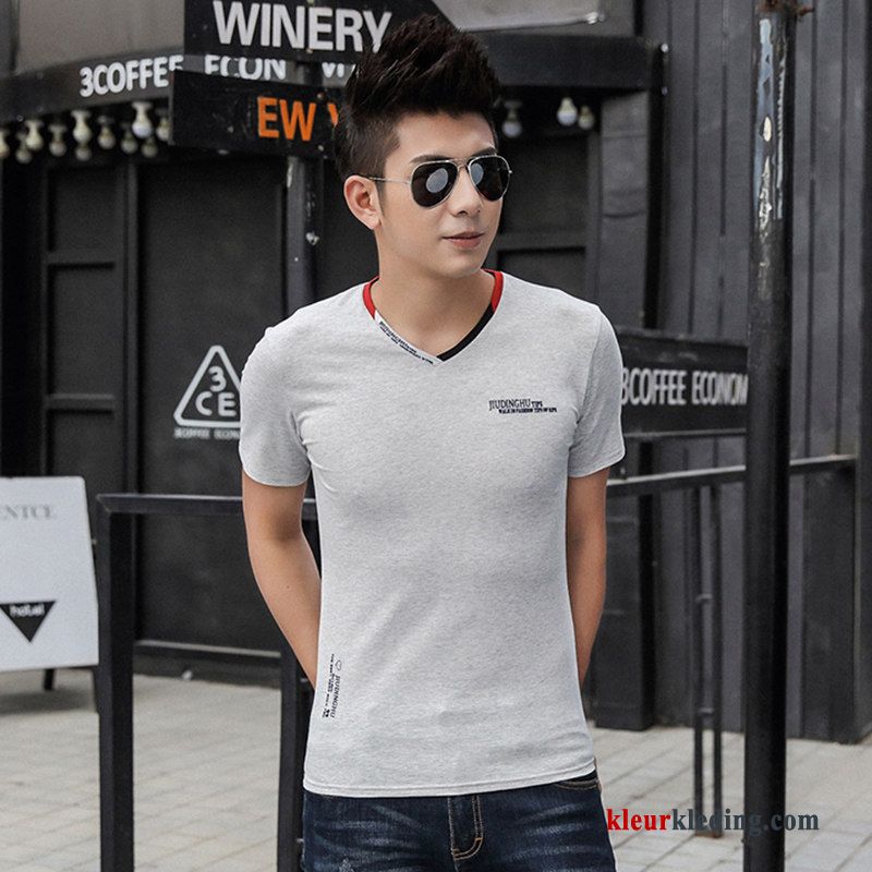 T-shirt Lange Mouw Lange Mouwen Mannelijk Casual Heren Mini Onderhemd Slim Fit Rood