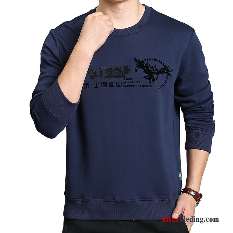 T-shirt Lange Mouw Onderhemd Breien Hoodie Sport Diepe Kleur Herfst Mannelijk Ronde Hals Heren