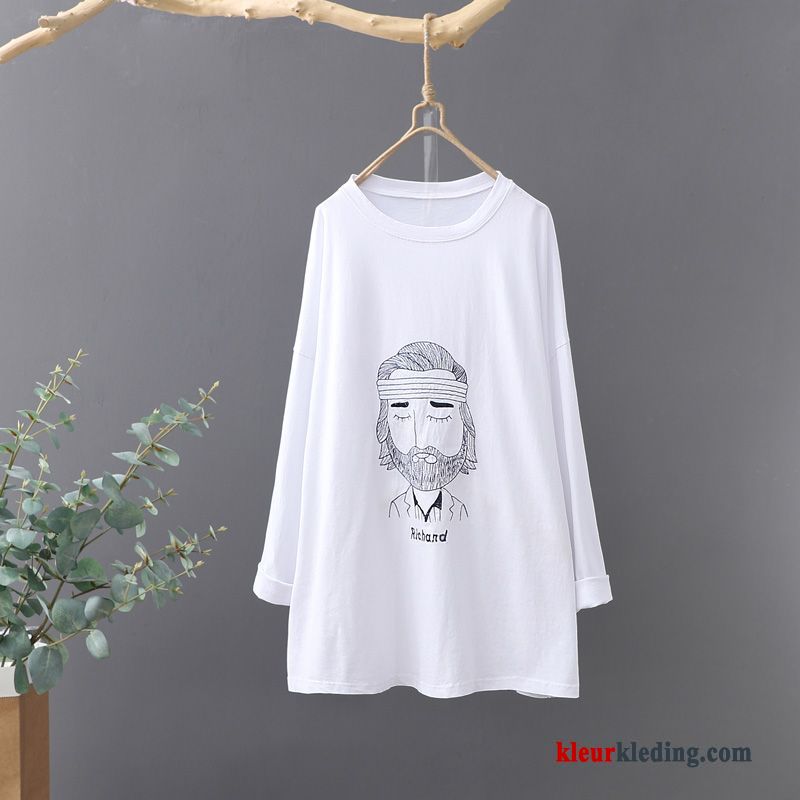 T-shirts Dames Nieuw Jasje Losse Lang Kunst Lange Mouwen Pullover