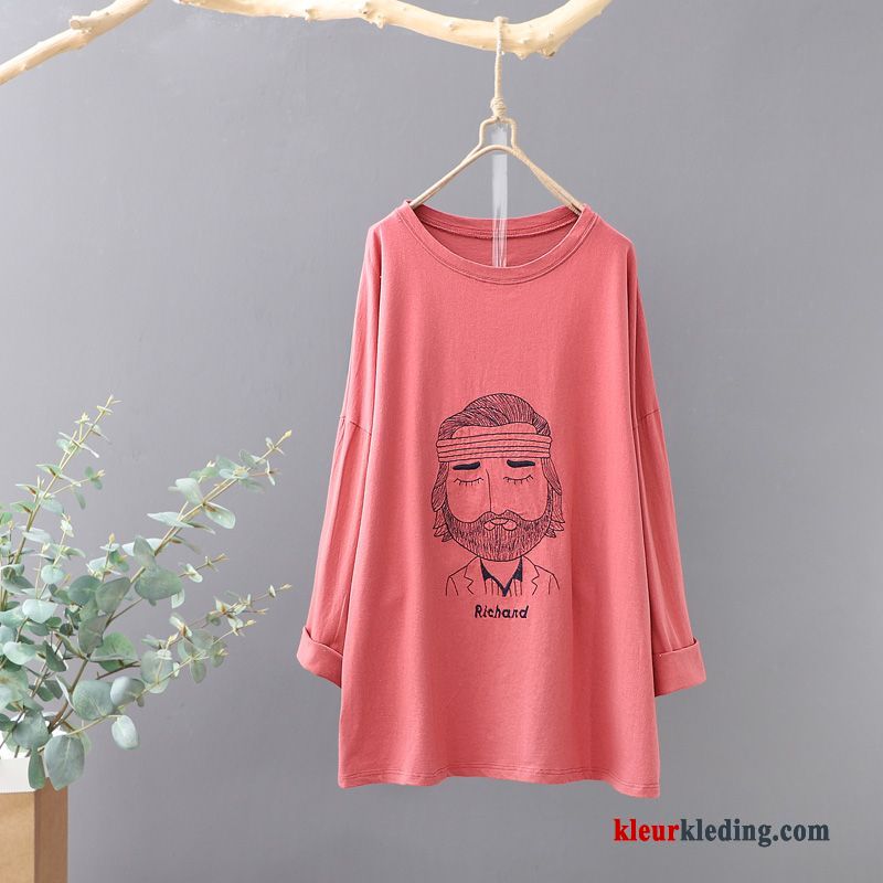 T-shirts Dames Nieuw Jasje Losse Lang Kunst Lange Mouwen Pullover