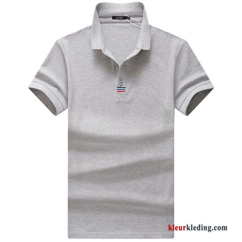 T-shirts Halve Mouw Bedrijf Trend Polo Mannelijk Jasje Groen Losse Heren