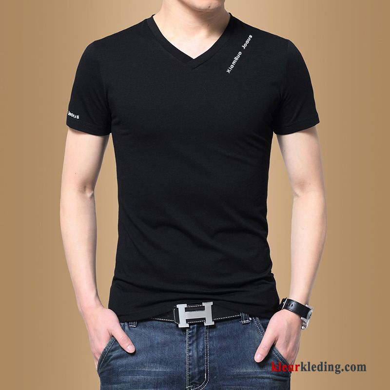 T-shirts Jasje Trend Effen Kleur Onderhemd Korte Mouw Heren Slim Fit Mannelijk