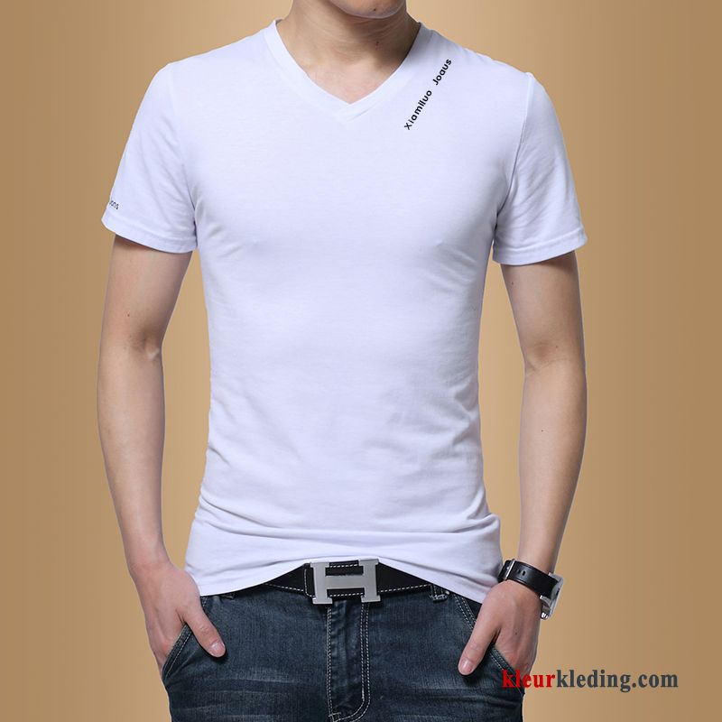 T-shirts Jasje Trend Effen Kleur Onderhemd Korte Mouw Heren Slim Fit Mannelijk