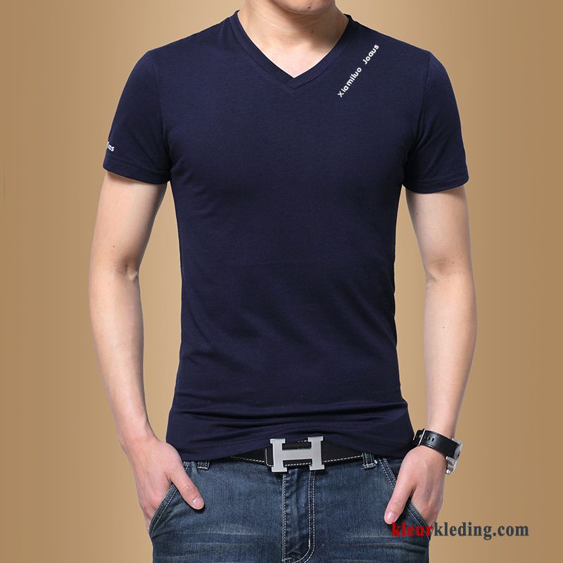 T-shirts Jasje Trend Effen Kleur Onderhemd Korte Mouw Heren Slim Fit Mannelijk