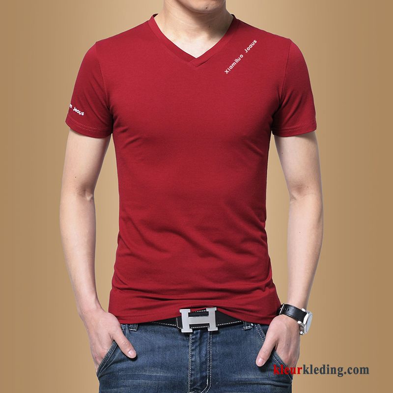 T-shirts Jasje Trend Effen Kleur Onderhemd Korte Mouw Heren Slim Fit Mannelijk