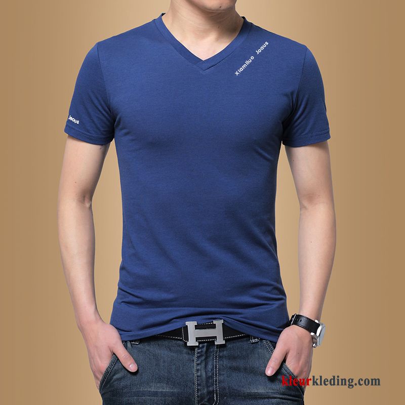 T-shirts Jasje Trend Effen Kleur Onderhemd Korte Mouw Heren Slim Fit Mannelijk