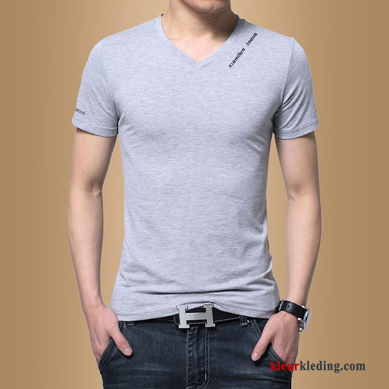 T-shirts Jasje Trend Effen Kleur Onderhemd Korte Mouw Heren Slim Fit Mannelijk