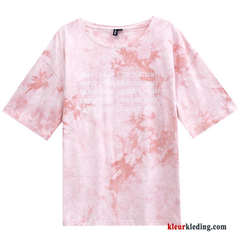 T-shirts Katoen Nieuw Korte Mouw Losse Dames Zomer Roze Jasje