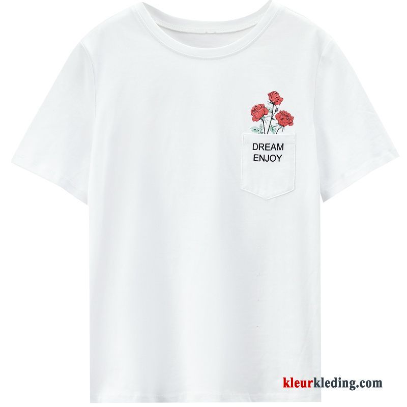 T-shirts Korte Mouw Jasje Onderhemd Nieuw Dames Populair Bedrukken Letter Beige