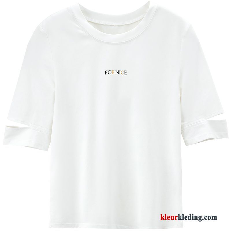 T-shirts Korte Mouw Jasje Onderhemd Nieuw Dames Populair Bedrukken Letter Beige