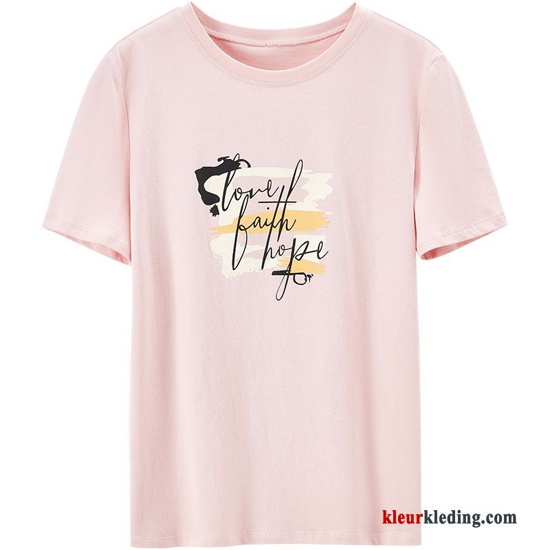 T-shirts Korte Mouw Jasje Onderhemd Nieuw Dames Populair Bedrukken Letter Beige