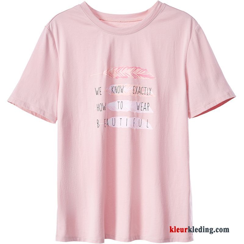 T-shirts Korte Mouw Jasje Onderhemd Nieuw Dames Populair Bedrukken Letter Beige