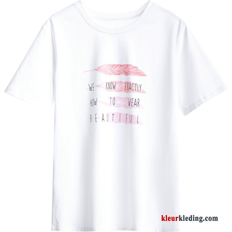 T-shirts Korte Mouw Jasje Onderhemd Nieuw Dames Populair Bedrukken Letter Beige