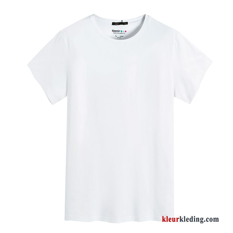 T-shirts Mannelijk Slim Fit Korte Mouw Ronde Hals Student Trend Wit Onderhemd Heren