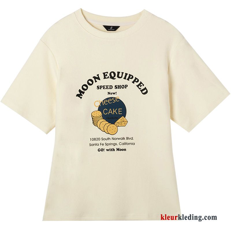 T-shirts Student Trend Grijs Losse Korte Mouw Dames Nieuw Jasje