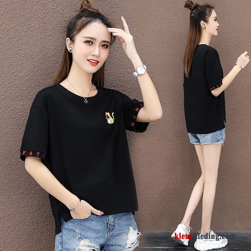 T-shirts Trend Geel Korte Mouw Casual Jasje Hoge Taille Ronde Hals Dames