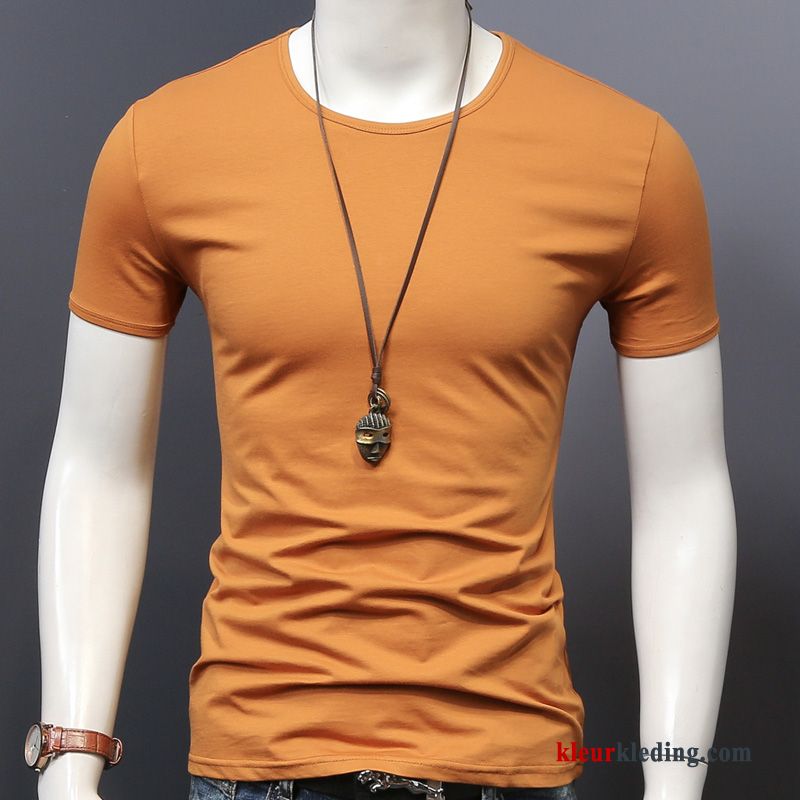 T-shirts Wit Onderhemd Zomer Jasje Heren Effen Kleur Halve Mouw Slim Fit