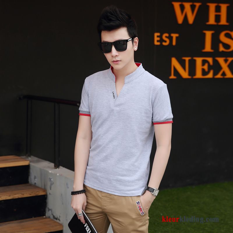 T-shirts Zomer Heren Mannelijk Katoen Slim Fit Trendy Merk Halve Mouw Rood