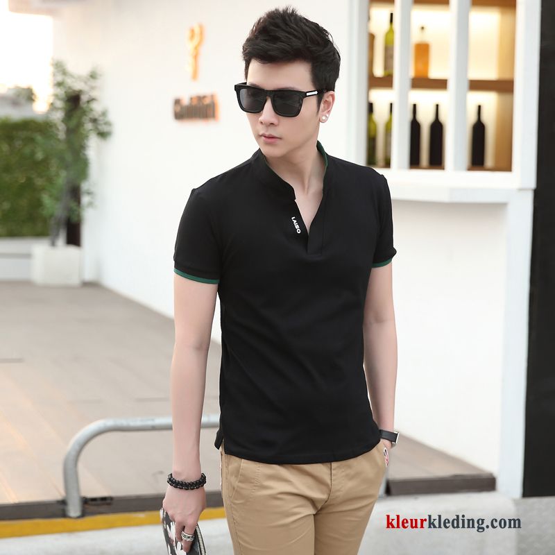 T-shirts Zomer Heren Mannelijk Katoen Slim Fit Trendy Merk Halve Mouw Rood