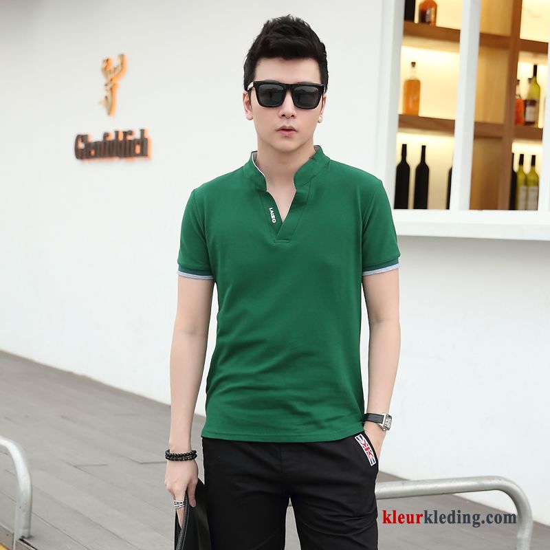 T-shirts Zomer Heren Mannelijk Katoen Slim Fit Trendy Merk Halve Mouw Rood