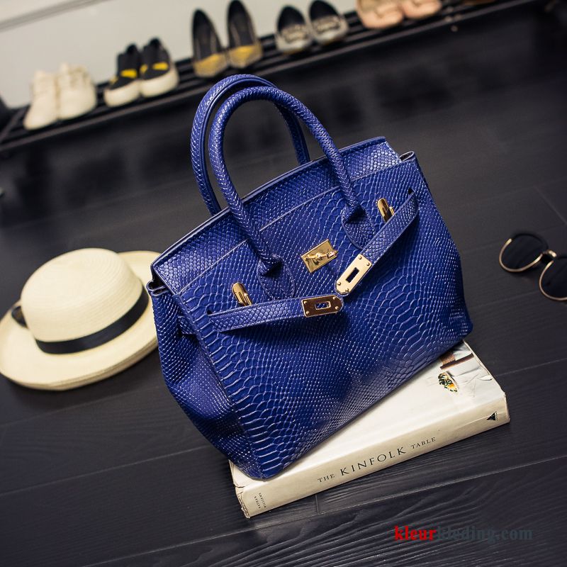 Tas Handtas Schoudertas Messenger Tas Grote Tas Trend Dames Nieuw Blauw Gouden