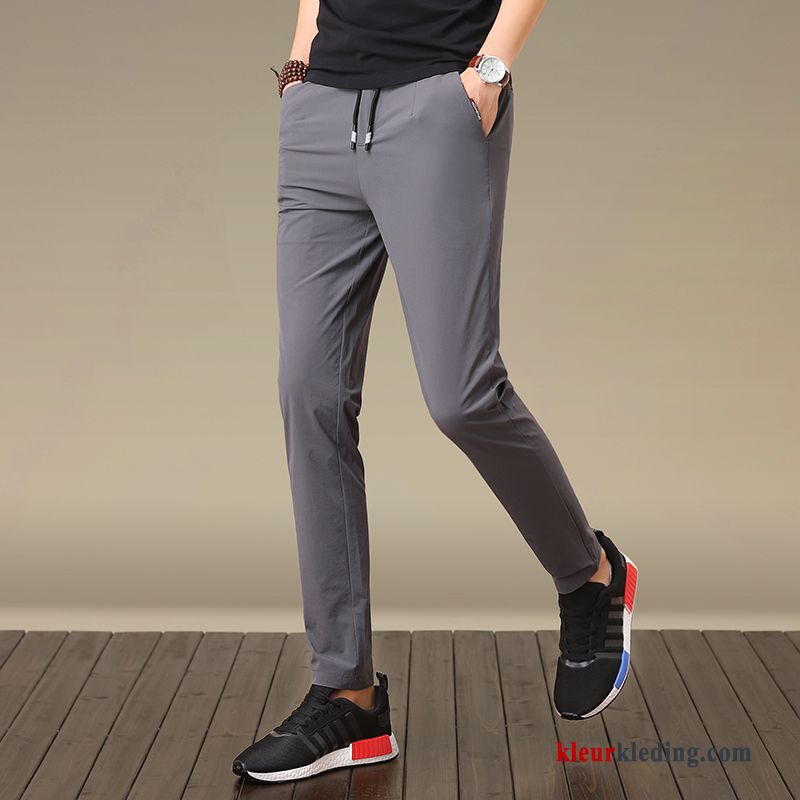 Trend Casual Broek Dunne Lange Slim Fit Zomer Mannelijk Zwart Heren