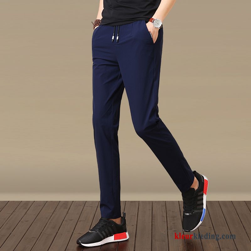 Trend Casual Broek Dunne Lange Slim Fit Zomer Mannelijk Zwart Heren