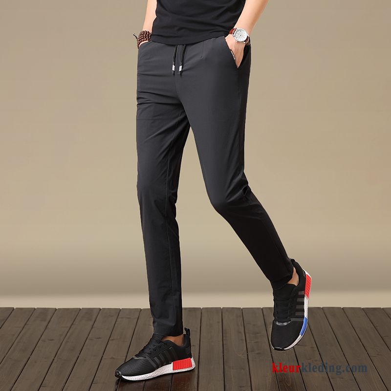 Trend Casual Broek Dunne Lange Slim Fit Zomer Mannelijk Zwart Heren