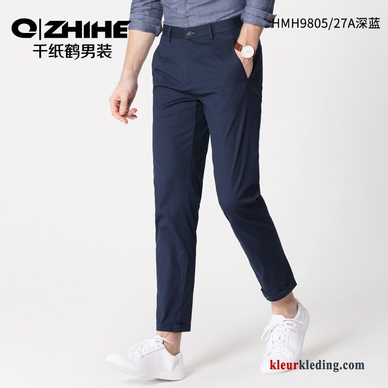 Trend Casual Broek Zomer Mannelijk Zwart Slim Fit Heren Kraanvogel