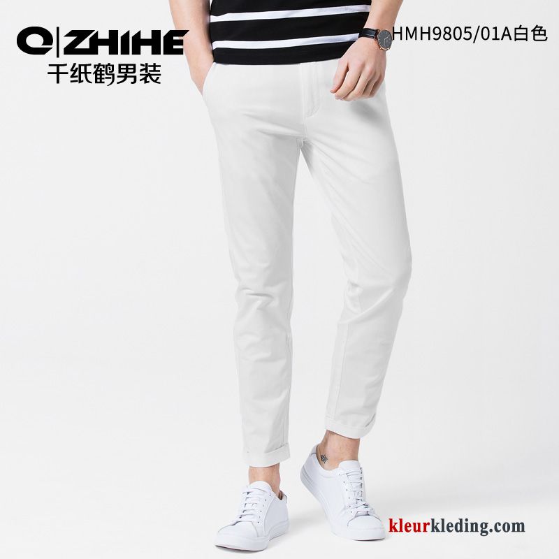 Trend Casual Broek Zomer Mannelijk Zwart Slim Fit Heren Kraanvogel