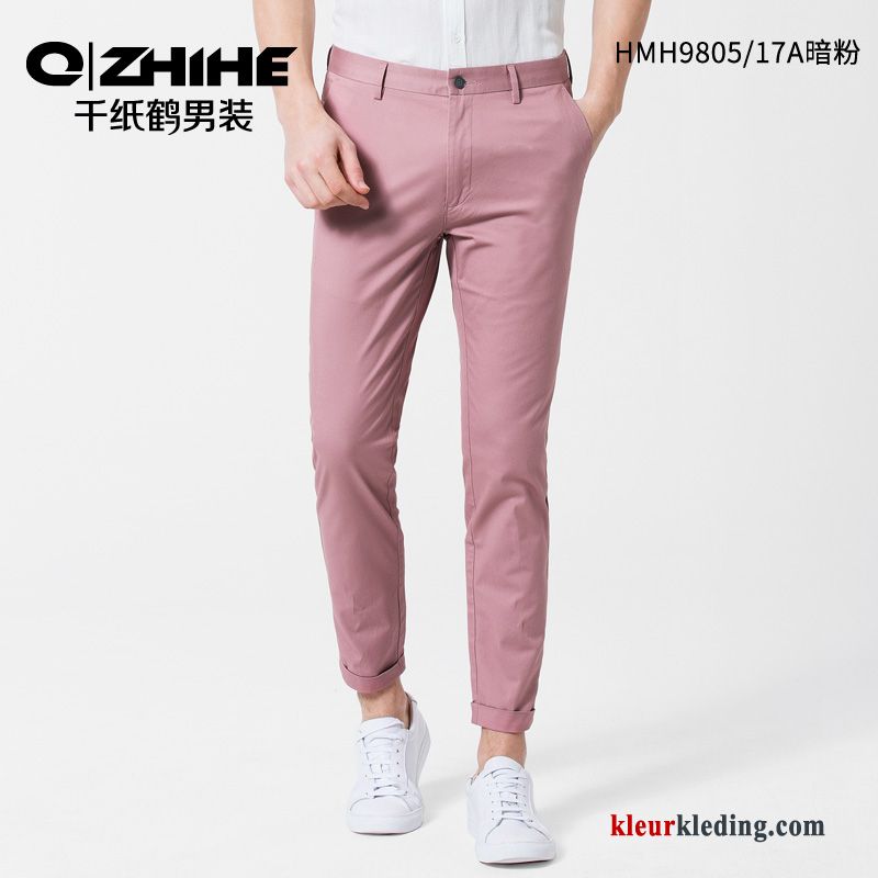 Trend Casual Broek Zomer Mannelijk Zwart Slim Fit Heren Kraanvogel