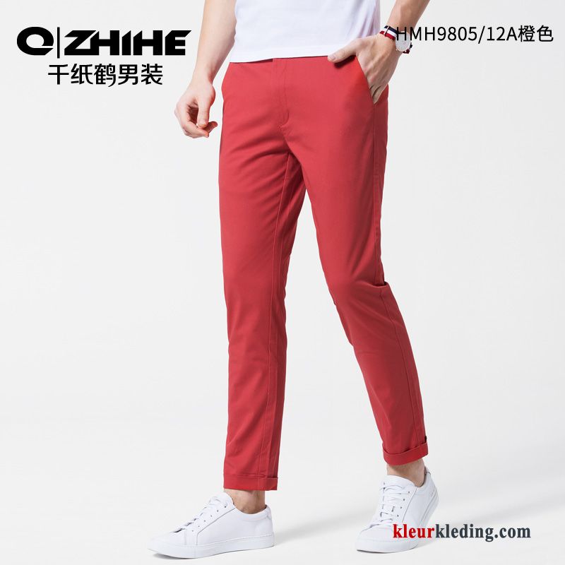 Trend Casual Broek Zomer Mannelijk Zwart Slim Fit Heren Kraanvogel