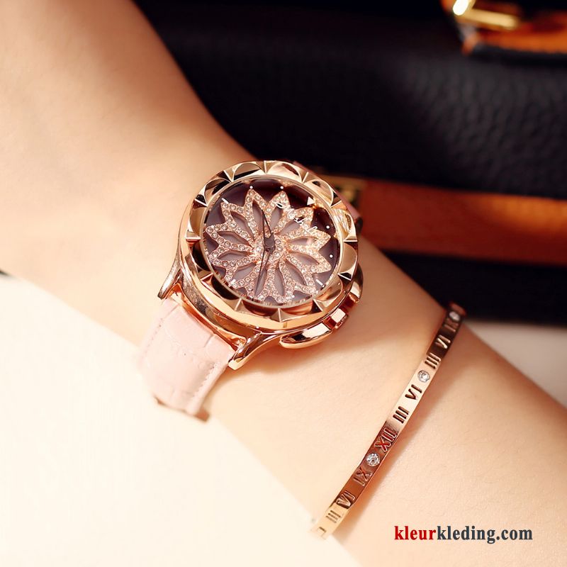 Trend Eenvoudig Mode Purper Sterrenhemel Dames Horloge Waterdicht Rood