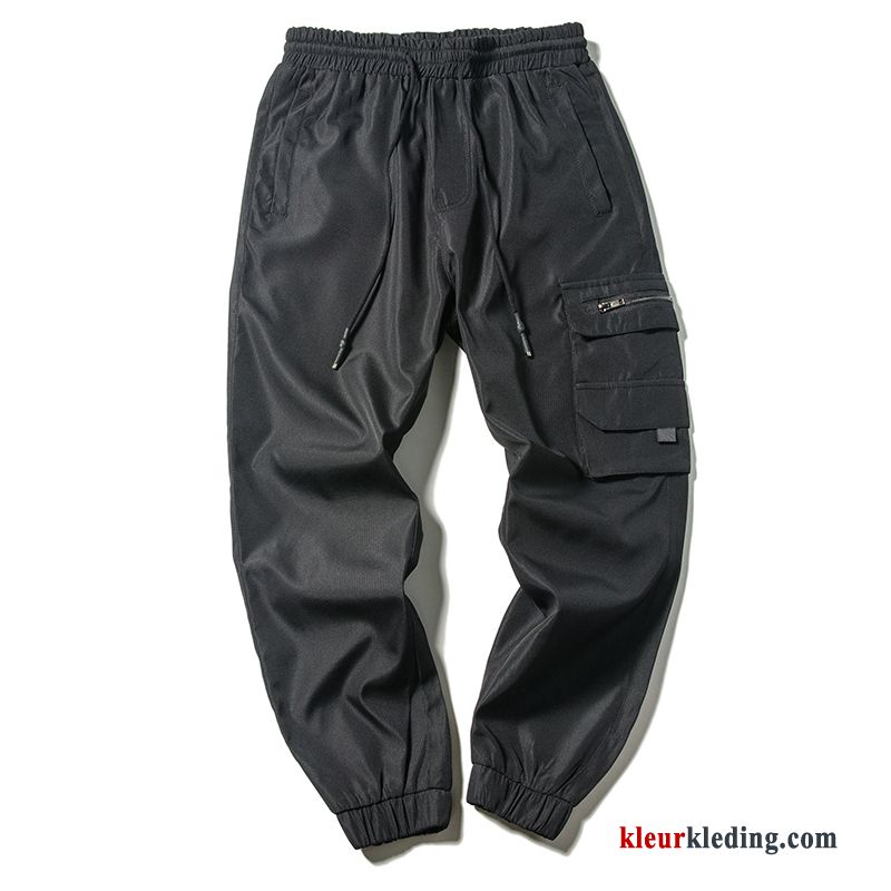 Trend Heren Strak Herfst Zak Cargo Broek Zwart Vintage