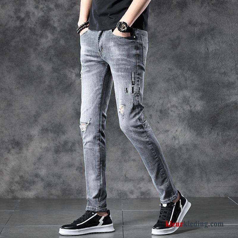 Trend Heren Zomer Mannelijk Denim Lange Spijkerbroek Jeans Slim Fit