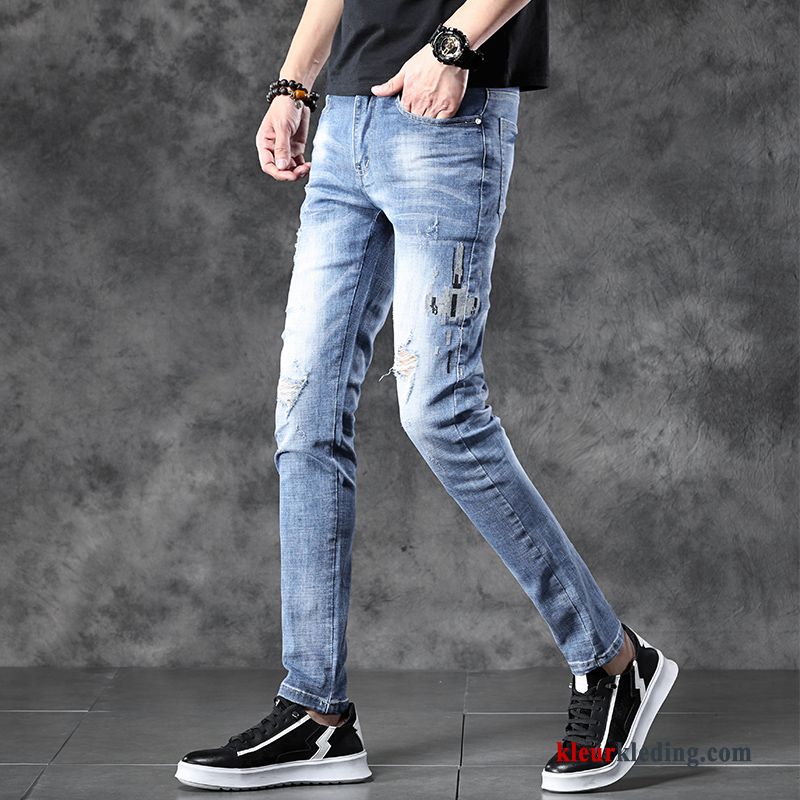 Trend Heren Zomer Mannelijk Denim Lange Spijkerbroek Jeans Slim Fit