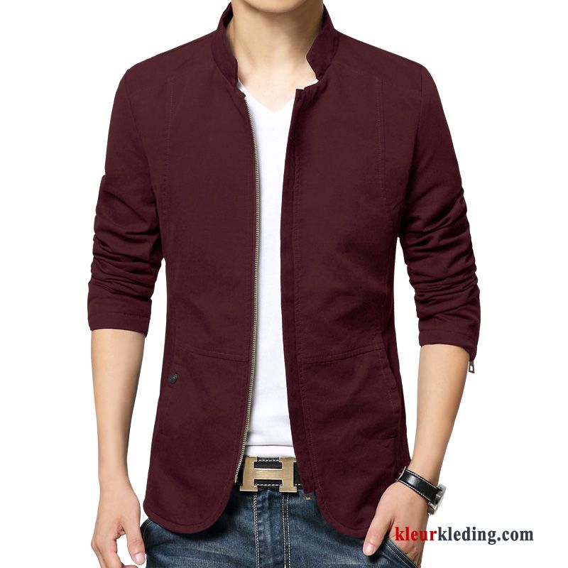 Trend Jack Heren Rood Herfst Jeugd Slim Fit Jasje