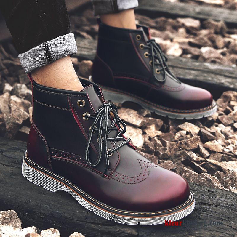 Trend Vintage Hoge Cargo Laars Martin Laarzen Woestijn Schoenen Heren Rood