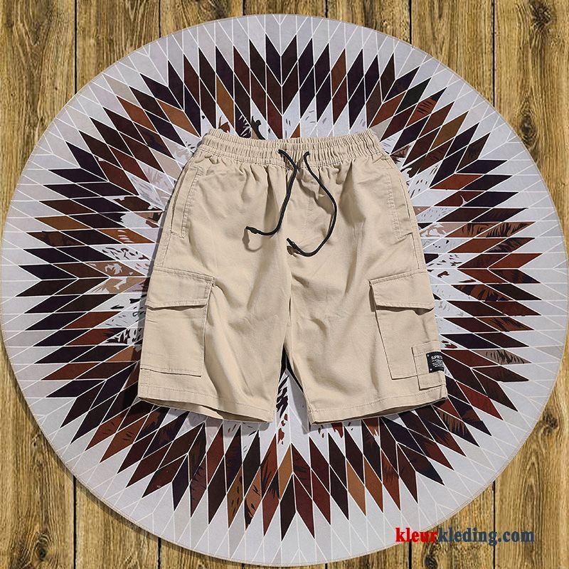 Trendy Merk Khaki Heren Korte Broek Groot Cargo Broek Zomer Losse