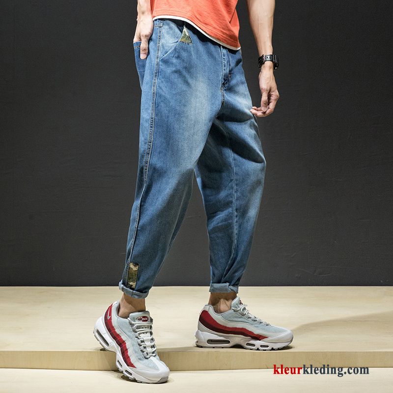 Trendy Merk Spijkerbroek Jeans Blauw Grote Maten Zomer Nieuw Heren Rechtdoor