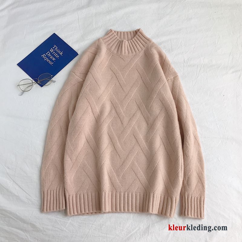 Trui Jasje Losse Hoge Kraag Herfst Pullover Vers Effen Kleur Casual Heren