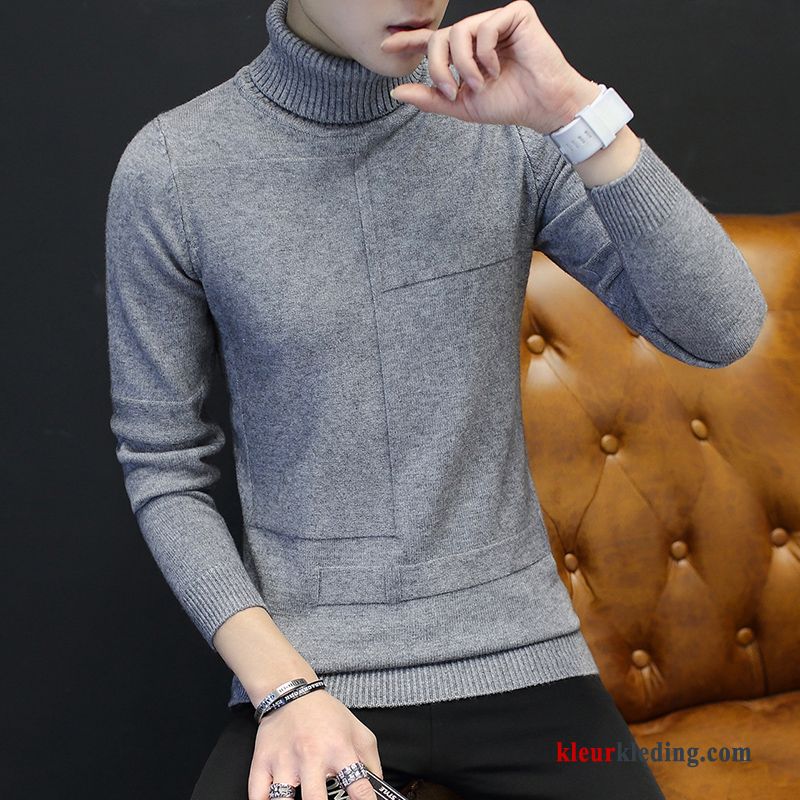 Trui Onderhemd Rood Herfst T-shirt Lange Mouw Gebreid Hemd Winter Kleding Revers Trend Heren