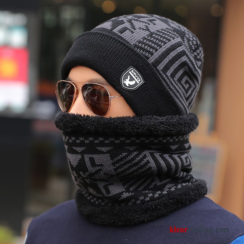 Verdikken Hoed Outdoor Koude Heren Pullover Wollen Muts Winter Zwart