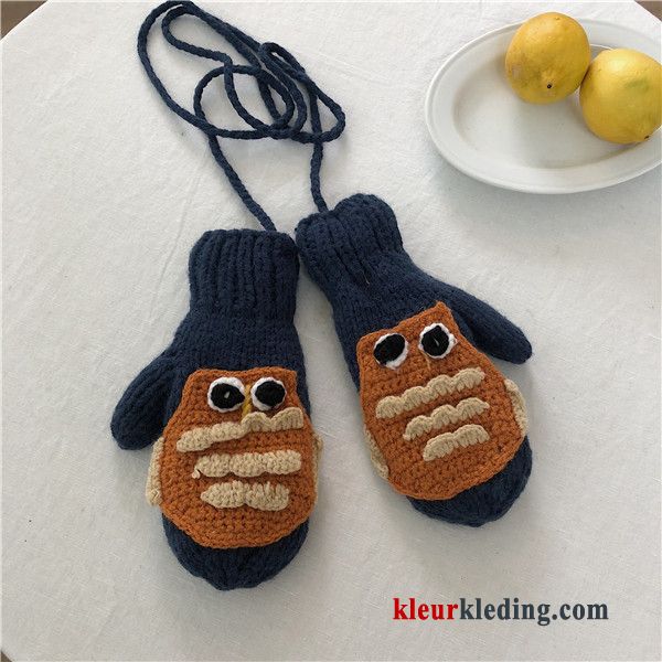 Verdikken Pluche Winter Schattig Dames Handschoen Cartoon Met De Hand Geel