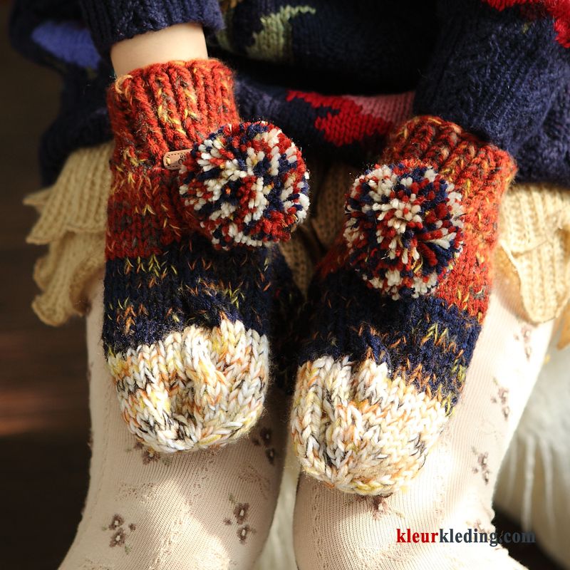 Verdikken Pluche Winter Wol Dames Handschoen Wollen Herfst Rood